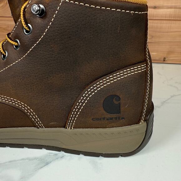 Carhartt Mens Brown Leather Moc Toe Wedge Chukka Work Boots CMX4023 Wide US 9 - Picture 10 of 16